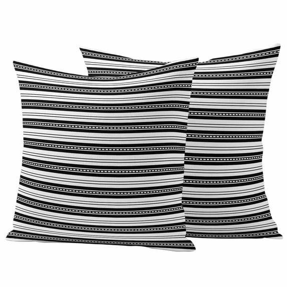 Boho Black Stripe Outdoor Waterproof Pillow Covers, Abstract Geometric White Minimalist Decorative Square Throw Pillowcase Sofa Cushion Sham for Patio/Couch/Chair, 20"x20" 2 Pack
