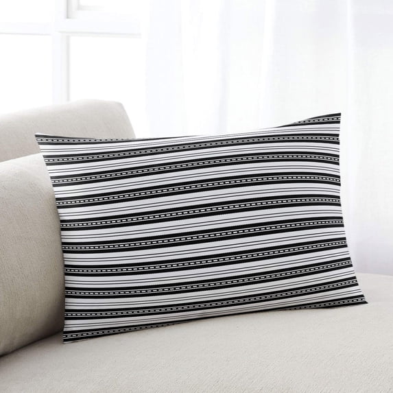 Boho Black Stripe Small Pillow Covers,Abstract Geometric White Minimalist Soft Breathable Throw Pillow Cases with Invisible Zipper,Decorative Pillowcase Pillows Protectors for Sofa Bed Chair 12"x20"