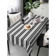 thumbnail image 1 of Boho Black Stripe Tablecloth Rectangle Table Cloth 60x120, Waterproof Tablecloth Outdoor Table Cloth, Abstract Geometric White Minimalist Washable Table Cover for Kitchen Dinning Party, 1 of 8
