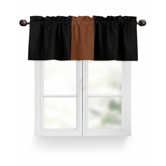 Boho Black Valances for Windows and Brown Striped Tribal Farmhouse Style Valance Rod Pocket Light Filtering Short Window Treatments Curtains for Kitchen Bathroom Living Room Bedroom, 60 x 18 Inch