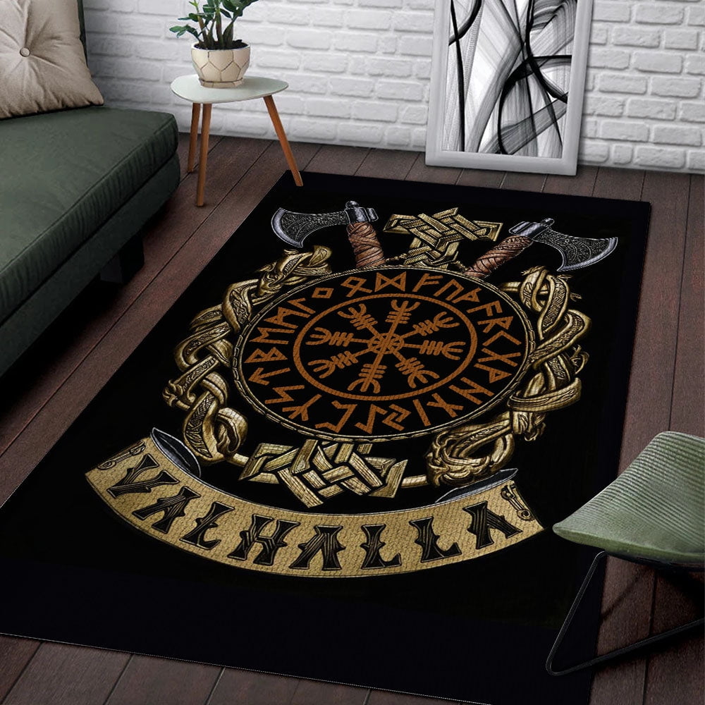 Boho Black Viking Carpet - Retro Raven Tarot Witchcraft Floor Mat for ...