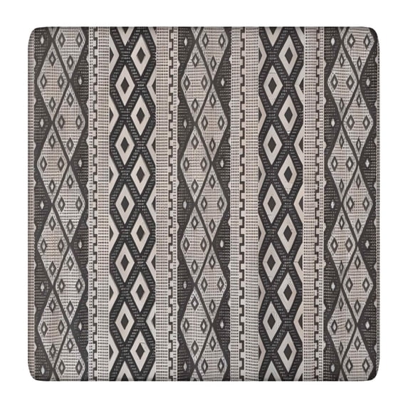 Boho Black and White Diamond Striped Ethnic Pattern Square Fitted Tablecloth with Elastic Edge,Square Table Cover,Washable Elastic Table Cover for Home Kitchen Party Decor 36"x36"