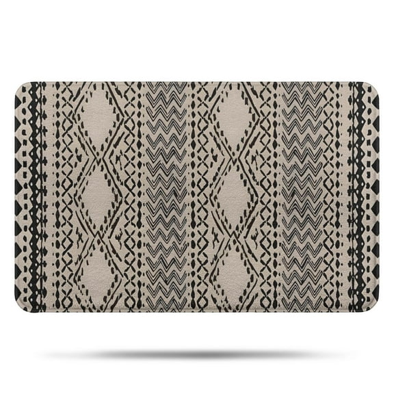 Boho Black and White Ethnic Pattern Bathroom Rugs Mat,Non Slip Microfiber Bathroom Rug,Rubber Backing,Soft Bathroom Mats for Bathroom Floor,Tub and Shower,17x27in(43x68cm)