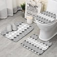thumbnail image 1 of Boho Black and White Geometric Ethnic Pattern Bathroom Rugs Sets 3 Piece,Toilet Cover Set,Absorbent Non Slip Bathroom Mats Sets with U-Shaped Contour Rug Toilet Rug Set, 1 of 5