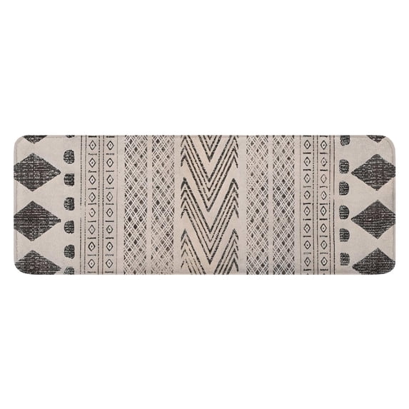 Boho Black and White Tribal Ethnic Pattern Kitchen Rug Mat,Kitchen Runner Rugs Non Skid Washable,Decorative Kitchen Floor Mats for Kitchen,Sink,Laundry,17"x47.2"