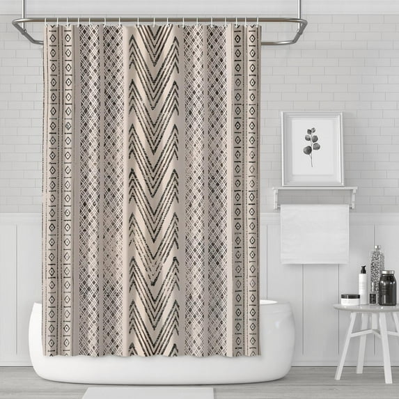 Boho Black and White Tribal Ethnic Pattern Shower Curtain 72"x72" ,Bathroom Decorative Shower Curtains Set with 12 Hooks,Modern Waterproof Washable Shower Curtain
