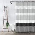 thumbnail image 1 of Psoiuetr Boho Black and White Shower Curtain for Bathroom Stripe Tassel Fabric Shower Curtain 72 X 72 Inches Farmhouse Linen, 1 of 5