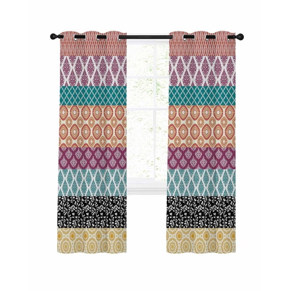 Boho Blackout Curtains 54 Inches Long for Bedroom,Colorful Striped Ethnic Geometric Modern Abstract Art Thermal Insulated Room Darkening Black Out Window Curtain Panels Grommet Drapes for Living Room