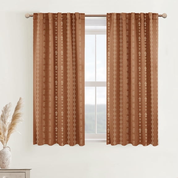 Boho Blackout Curtains 84 Inch Long for Bedroom Living Room, Rust Burnt Orange Floral Decorative Patterned Drapes, Rustic Western Farmhouse Black Out Window Panels, Set of 2