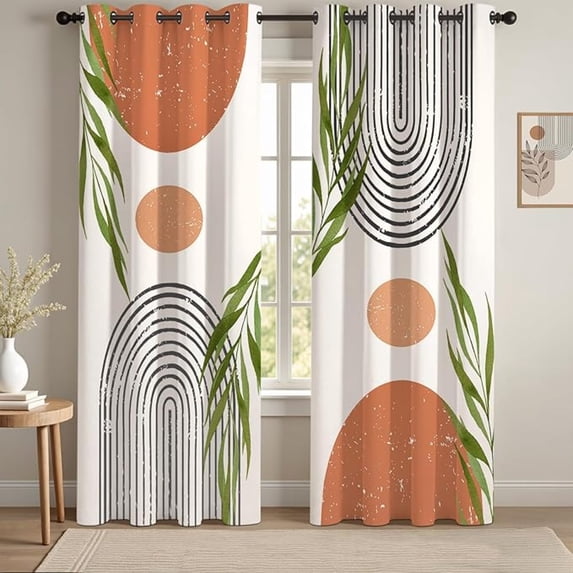Boho Blackout Curtains Modern Cute For Bedroom Decor, Mid Century Bohemian Window Curtains, Colorful Abstract Arch Drapes With Grommets 42"W x 84"L (Pack of 2)