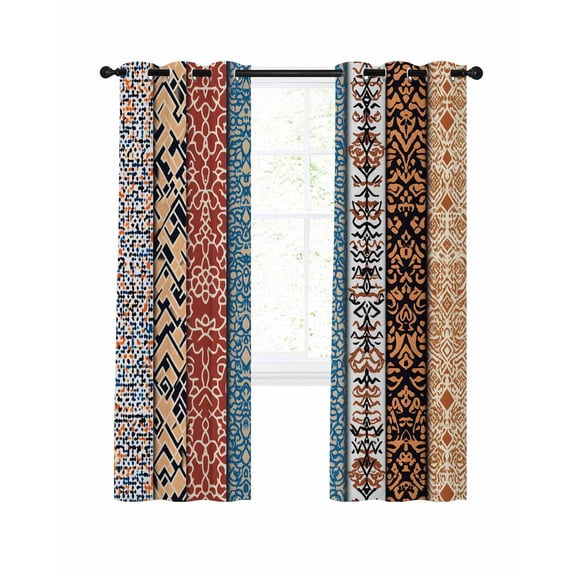 Boho Blackout Curtains for Bedroom Living Room, Retro Ethnic 54 In Long Thermal Insulated Room Darkening Drapes Grommet Window Treatments, 52 x 54 In