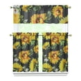 thumbnail image 1 of Boho Bloom Curtains 36 Inch - 3 Panel Rustic Farmhouse Set with Vintage Wildflower Print, Rod Pocket Kitchen, 1 of 5