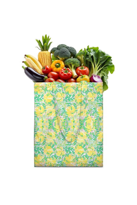 Boho Bloom Foldable Shopping Bag - Washable & Spacious Grocery Tote with Vintage Design