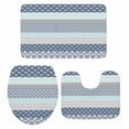 thumbnail image 1 of Boho Blue Aqua Bath Mat 3 Piece Bathroom Rug Set, Geometric Stripes Tribal Bohemia Retro Non Slip Bath Rug Contour Mat and Toilet Lid Cover, Absorbent Shower Mats Soft Bath Rugs and Mats Sets, 1 of 8