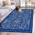 thumbnail image 1 of Boho Blue Area Rugs 3'x5', Washable Small Throw Rugs for Living Room Bedroom, Ethnic Western Abstract Tribal Floral Art Indoor Outdoor Rug Non-Slip Low Pile Carpet Runner Reversible Floor Mats, 1 of 8