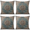 thumbnail image 1 of Boho Blue Carpet Pattern Linen Ethnic Design Farmhouse Throw Pillow Covers 18 X 18 Inch, Set Of 4, Linen Study Sofa Cushion Cover Indoor Living Room Home Decor, 1 of 7