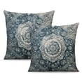 thumbnail image 1 of Boho Blue Carpet Pattern Linen Ethnic Design Throw Pillow Covers 18 X 18 Inch, Set Of 2, Linen Study Sofa Cushion Cover Indoor Living Room Home Decor, 1 of 7