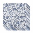 thumbnail image 1 of Boho Blue Floral Cloth Napkins, Vintage Farmhouse Paisley Plant Leaf Washable and Reusable Dinner Napkins Set of 4, Table Napkin for Kitchen Party Birthday Wedding Hotel Housewarming 20"x20", 1 of 8