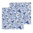 thumbnail image 1 of Boho Blue Floral Kitchen Dish Towels for Drying Dishes Set of 2, Farmhouse Botanical Vintage Paisley Flower Waffle Weave Microfiber Hand Tea Bathroom Towels Quick Dry & Absorbent Towel 12x12, 1 of 7