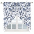 thumbnail image 1 of Boho Blue Floral Kitchen Window Curtains, Swag Curtains Valance for Bedroom Living Room Bathroom, Vintage Farmhouse Paisley Plant Leaf Rod Pocket Window Curtain Block Drapes 2 Panels 36"x63", 1 of 9