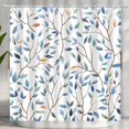 thumbnail image 1 of Boho Blue Floral Shower Curtain, Spring Colorful Botanical Flower Leaves Bohemian Fabric Shower Curtain Set with 12 Hooks, Bathroom Bathtub Accessories Decor Cloth Curtain72x72 Inch, 1 of 4