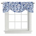 thumbnail image 1 of Boho Blue Floral Tie Up Valance Curtains for Windows, Kitchen Curtains Window Treatments, Farmhouse Botanical Vintage Paisley Flower Short Window Shades Valances for Bedroom Bathroom Cafe 42"x18", 1 of 8