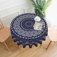 thumbnail image 1 of Boho Blue Flower Geometry Round Tablecloth 60 Inch, Waterproof Stain Resistance Round Table Cloth Decorative Tablecloth Picnic Party Indoor Outdoor, 1 of 6
