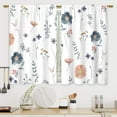 thumbnail image 1 of Boho Blue Flower Kitchen & Bathroom Curtains - Rustic Floral Wildflower Botanical Cafe & Small Bedroom Short French Door Curtains - 27.5x39 Inch, 1 of 6