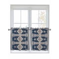 Boho Blue Flower Kitchen Curtains Tier 24 Inch Length, Rustic Oriental ...