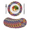thumbnail image 1 of Boho Blue Flower Round 13 Inch Placemats Set of 8, Spring Bohemia Chic Red Yellow Floral HeatResistant Non Slip Place Mats for Dining Table, Wipeable Braided Kitchen Table Mats for Housewarming, 1 of 9