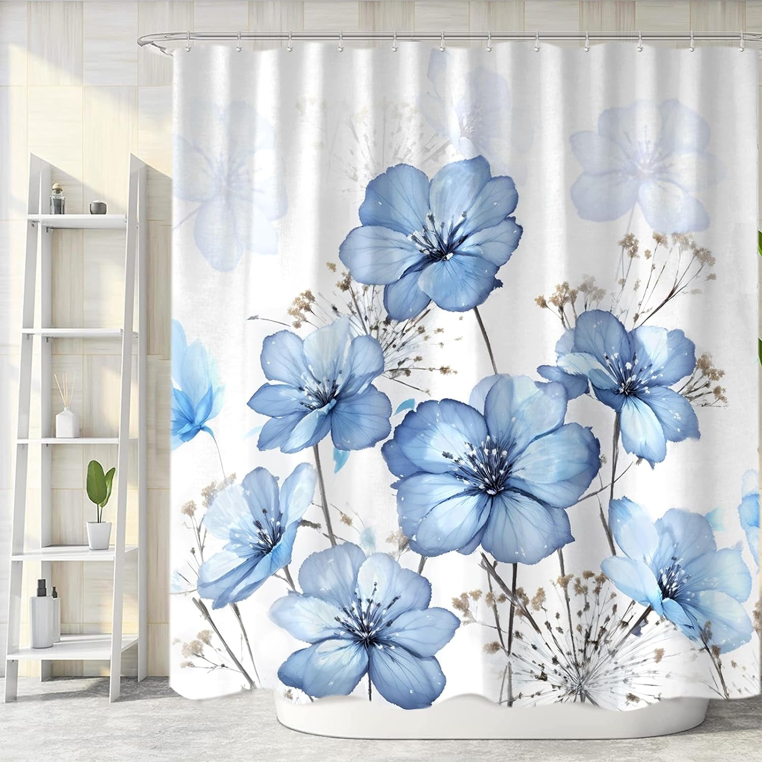 Blue Flower Shower Curtain