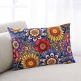 thumbnail image 1 of Boho Blue Flower Throw Pillow Covers, Spring Bohemia Chic Red Yellow Floral Soft Breathable Pillow Cases with Invisible Zipper for Sleeping, Small Pillowcases for Couch Bed Sofa Chair 16x24 Inches, 1 of 9