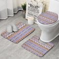 thumbnail image 1 of Boho Blue Knitted Ethnic Pattern Bathroom Rugs Sets 3 Piece,Toilet Cover Set,Absorbent Non Slip Bathroom Mats Sets with U-Shaped Contour Rug Toilet Rug Set, 1 of 5