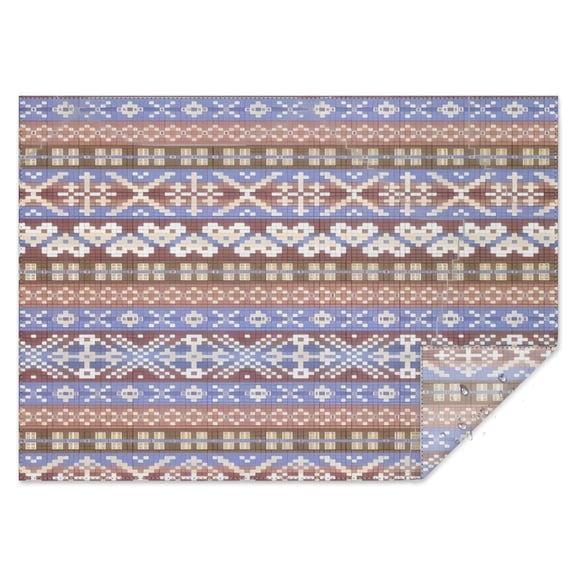 Boho Blue Knitted Ethnic Pattern Rectangle Tablecloth 60"x84",Waterproof Polyester Rectangle Table Cloth, Wipeable Spillproof Polyester Tablecloth for Dining, Camping, Indoor and Outdoor