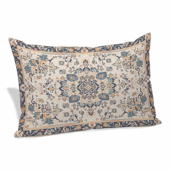 Boho Blue Pillow Covers 16"x24", Southwestern Ethnic Vintage Mexican Flowers Soft Brushed Microfiber Breathable Throw Pillow Covers, Pillowcase with Zipper for Couch Sofa Bedroom Living Room
