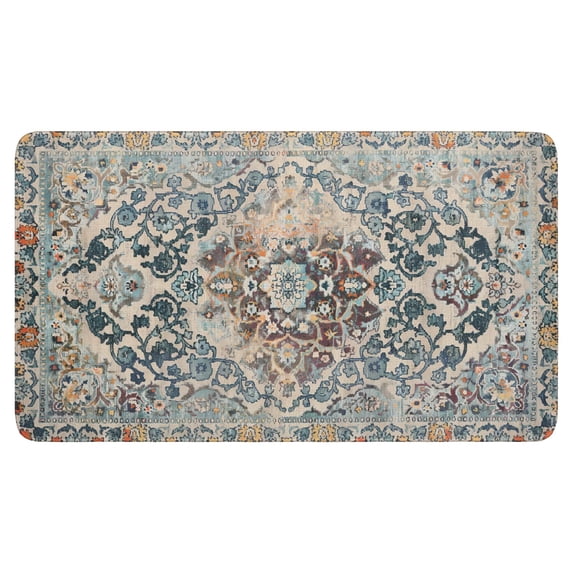 Boho Blue Retro Patterned Carpet Door Mat Welcome Door Mat for Front Door, Home Entrance, Yard, Floor, Patio, Non Slip Spring Summer Welcome Mat Indoor Outdoor Doormat 30"*17"