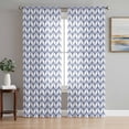 thumbnail image 1 of Boho Blue Semi Sheer Curtains 84 Inch Length 2 Panels Set, White Chevron Stripes Abstract Geometric Sheer Kitchen Curtain Privacy Voile Window Curtain for Living Room Bedroom Rod Pocket Drapes, 1 of 7