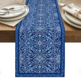 thumbnail image 1 of Boho Blue Table Runner Ethnic Western Abstract Tribal Floral Art Tablerunners 13 x 60 Inch, Table Decorations Tabletop Scarf for Summer Gathering Holiday Farmhouse Kitchen Dining Decor, 1 of 8