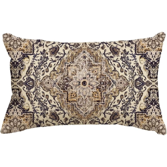 Boho Blue Throw Pillow Cover, 12 x 20 Inch Bohemia Ethnic Style Carpet Pattern Cushion Case for Sofa Couch