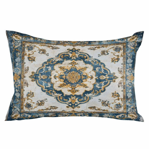 Boho Blue Throw Pillow Cover 16 x 24 Inch Decorative Pillow Cover Vintage Southwestern Geometric Ethnic Lumbar Pillowcase Seasonal Rectangle Cushion Case for Couch Sofa Bed Living Room
