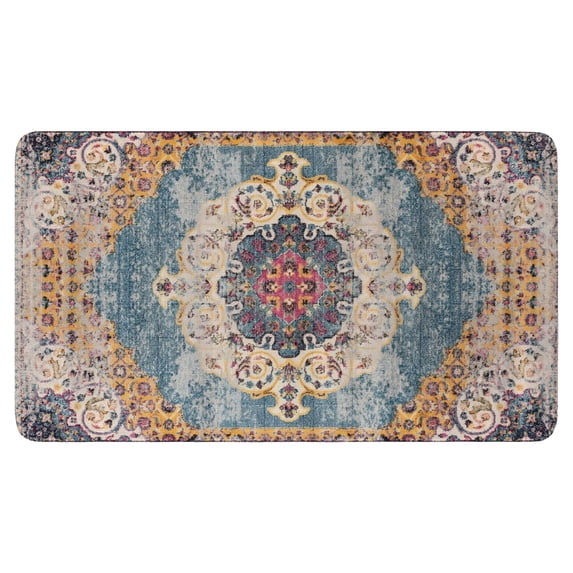 Boho Blue Vintage Carpet Door Mat Welcome Door Mat for Front Door, Home Entrance, Yard, Floor, Patio, Non Slip Spring Summer Welcome Mat Indoor Outdoor Doormat 30"*17"
