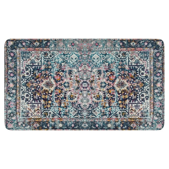 Boho Blue Vintage Country Patterned Carpet Welcome Doormat for Indoor/Outdoor Entrance Boho Blue Vintage Country Patterned Carpet Decoration Door Mat Kitchen Door Mat Bedroom Doormat 17x30 Inch