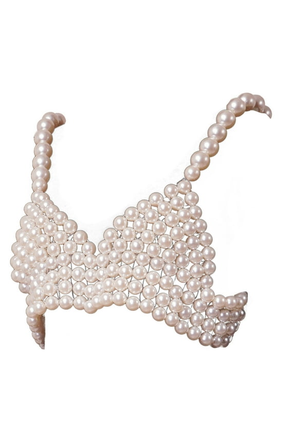 Boho Body Chain Bra Sexy Pearl Halter Vest Body Halter Backless Sequins Chain Vest Beach Body Jewelry