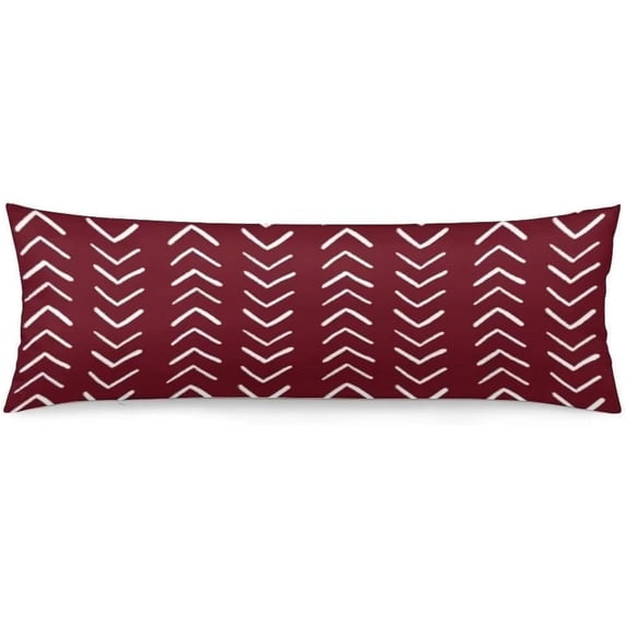 Boho Body Pillow Cover Modern Stripe Geometric Tribal Polyester Long Pillowcase with Zipper Decorative Farmhouse Aztec Soft Cushion Bedding Pillow Cases for Couch,Sofa,Home Gifts 20"x54",Red White