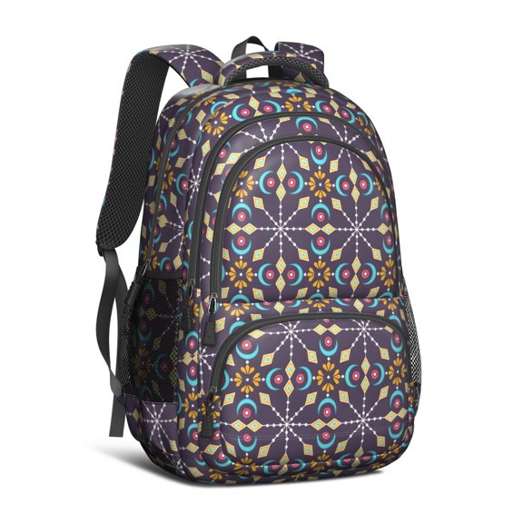 Boho Bohemia Flower Backpack for School,Cute School Bag,Schoolbag with Adjustable Shoulder Straps & Padded Back,16.9 Inch