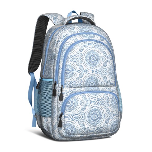 Boho Bohemia Flower Backpack for School,Cute School Bag,Schoolbag with Adjustable Shoulder Straps & Padded Back,16.9 Inch