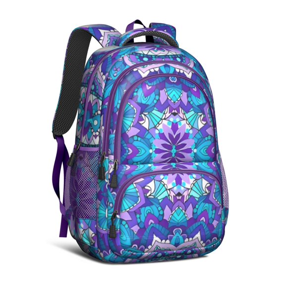 Boho Bohemia Flower Backpack for School,Cute School Bag,Schoolbag with Adjustable Shoulder Straps & Padded Back,16.9 Inch