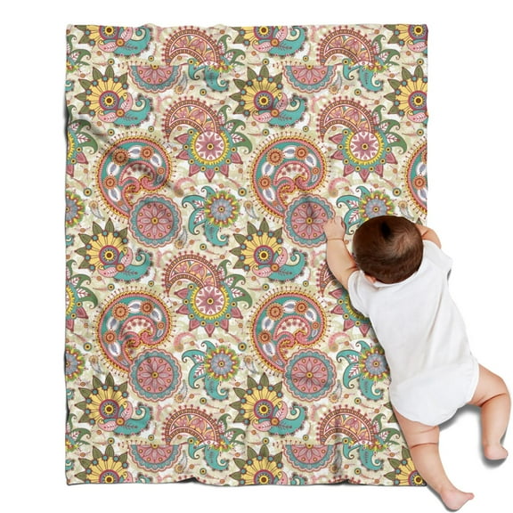 Boho Bohemia Flower Blanket,Comfortable Soft Flannel Throw Blanket,All Season,Warm Lightweight Blankets for Sofa Bed Couch Living Room Chair,30"x40"(80x100cm)