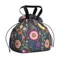 thumbnail image 1 of Boho Bohemia Flower Drawstring Lunch Bag Women - Drawstring Lunch Bag Insulated for Work Office - Stain-Resistant Large Lunchbags for Women with Multi-Pockets, 1 of 6