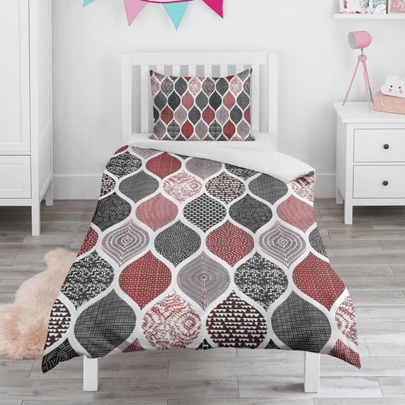 Boho Bohemia Flower Duvet Cover and Pillowcase Set for Single Bedding, Bedroom Accessories for Kids Teens